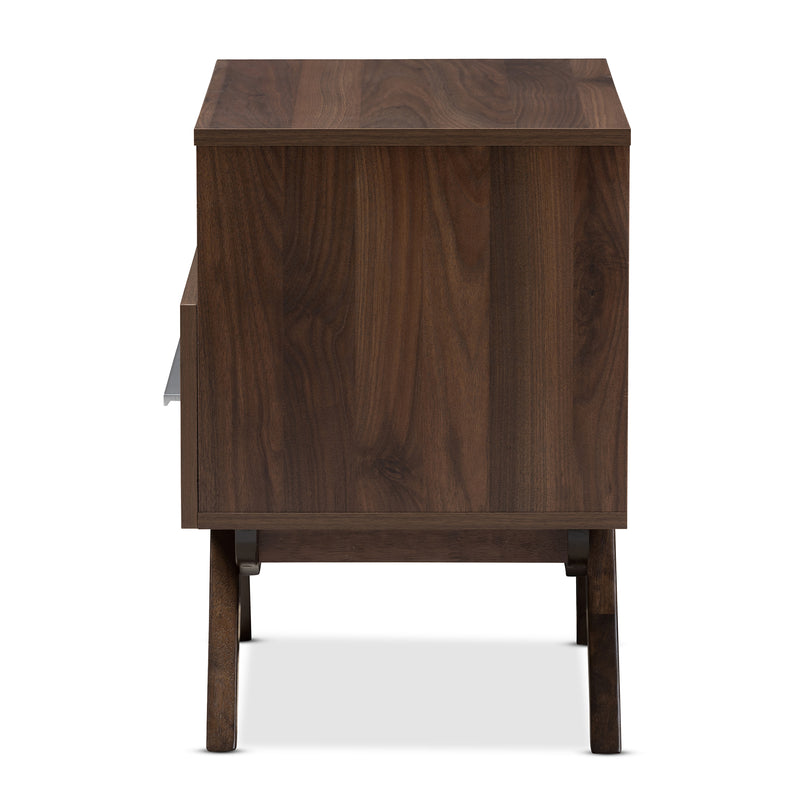 Ashfield Mid-Century Modern Nightstand Walnut Brown Wood with Storage Drawer and Stylish Design