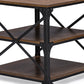 Milo Vintage Industrial End Table Antique Bronze Metal and Distressed Wood Accent Table for Living Room or Bedroom