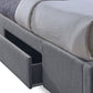 Sarter King-Size Bed Contemporary Grid-Tufted Grey Fabric Upholstered Storage Bed with 2 Drawers for Organized Living