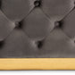 Verene Ottoman Glam and Luxe Grey Velvet Fabric Upholstered Gold Finished Square Cocktail