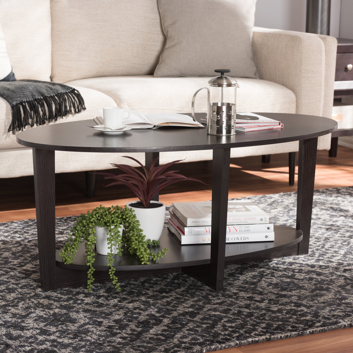 Jacintha Coffee Table - Modern Wenge Brown Finish, Stylish Living Room Furniture, Sleek Design, Functional Accent Piece