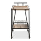 Perilla Wine Serving Cart - Modern Rustic Industrial Design with Oak Brown Wood and Black Metal, 2-Tier Storage for Home Bar