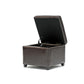 Dark Brown Faux Leather Storage Cube Ottoman - Stylish Footrest and Versatile Organizer for Home Decor and Living Room