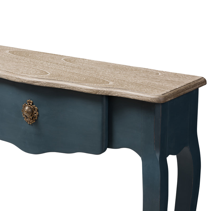 Mazarine Console Table Classic Provincial Blue Spruce Finish for Elegant Home Decor