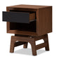 Svante Nightstand - Mid-Century Modern Walnut Brown and Dark Gray Wood with 1 Drawer for Bedroom Storage