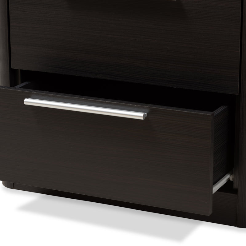 Carlingford Bookcase Modern Espresso Brown Finished Wood 2-Drawer Storage Solution for Home or Office