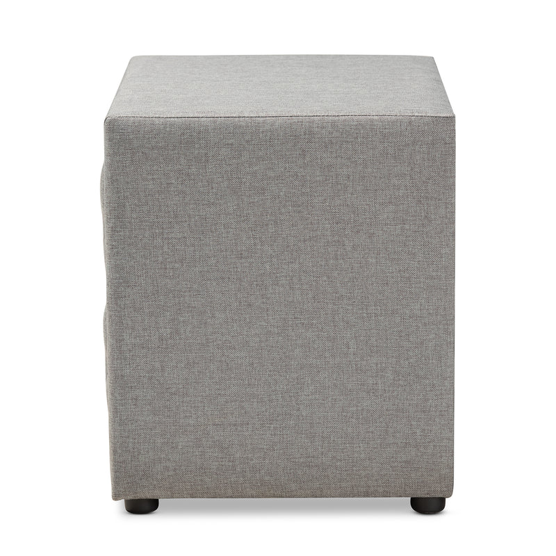 Lepine Nightstand - Modern and Contemporary Gray Fabric Upholstered 2-Drawer Wood Design