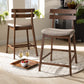 Larine Counter Stool Set Modern and Contemporary Dark Grey Fabric Upholstered Walnut Finished 2-Piece