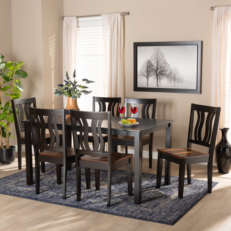 Zamira Dining Set Modern Contemporary Transitional Dark Brown Finished Wood 7-Piece