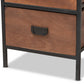 Hillard Modern Industrial End Table Walnut Brown Wood with Black Metal, 2-Drawer Design for Stylish Storage and Organization