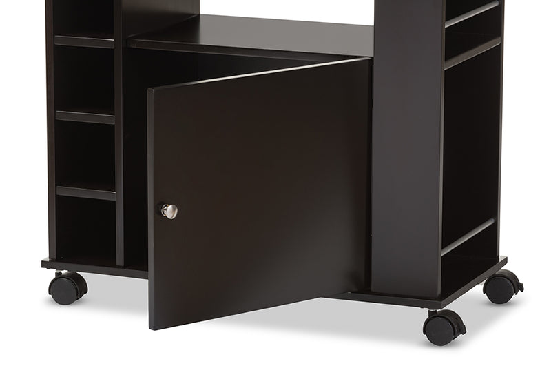 Ontario Modern Dry Bar and Wine Cabinet in Dark Brown Wood - Stylish Storage Solution