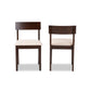 Camilla Dining Chair Set Mid-Century Modern Cream Fabric and Dark Brown Finished Wood 2-Piece