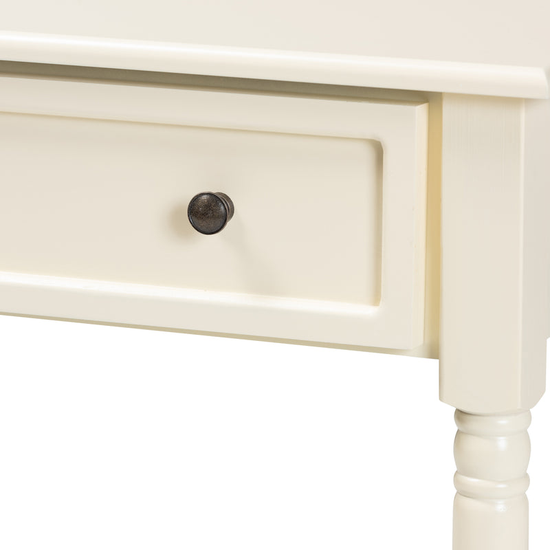 Mahler Classic Console Table White Finished Wood with 1 Drawer for Living Room or Entryway Storage