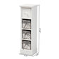 Abriella Storage Unit - Modern Grey Fabric with White Wood, Featuring 1 Drawer and Baskets for Organized Living