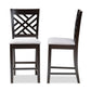 Caron Pub Chair Set of 2 Modern and Contemporary Gray Fabric Upholstered Espresso Brown Finished Wood