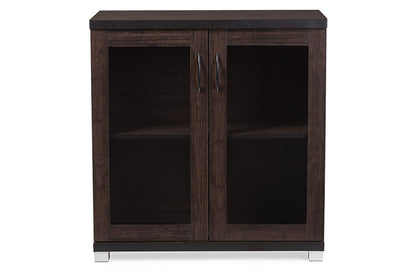 Zentra Sideboard Modern and Contemporary Dark Brown Storage Cabinet with Glass Doors