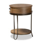 Kellyn End Table Vintage Rustic Industrial Design with Oak Brown Wood and Black Metal, Featuring 1 Storage Drawer