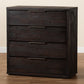 Titus Modern 4-Drawer Chest in Dark Brown Finished Wood for Stylish Bedroom Storage