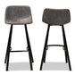 Tani Bar Stool Set - Rustic Industrial Grey and Brown Faux Leather Upholstered 2-Piece Metal Bar Stools with Black Finish