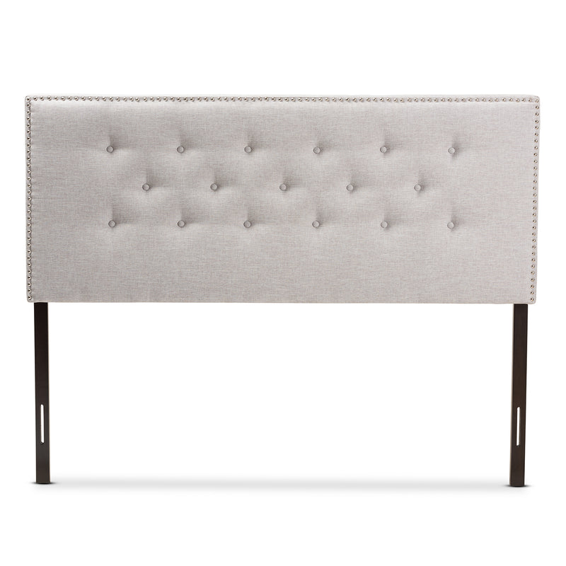 Windsor Headboard - Modern and Contemporary Greyish Beige Fabric Upholstered