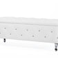 Seine Contemporary Storage Ottoman in White Leather - Stylish Functional Furniture for Living Room or Bedroom Storage