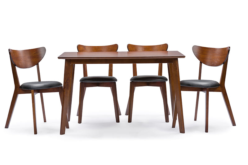 Sumner Mid-Century Dining Set - 5-Piece Walnut Brown Furniture Collection for Modern Homes