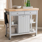 Hayward Kitchen Cart Coastal Farmhouse Style Light Grey Wood Mobile Storage Solution with Shelves and Wheels