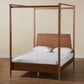 Roman Classic Queen Size Canopy Bed in Ash Walnut Wood with Traditional Design