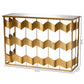 Vega Glam Geometric Console Table Luxe Gold Finished Metal and Mirrored Glass Design for Modern Decor