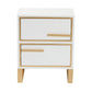 Giolla End Table Contemporary Glam and Luxe White Finished Wood and Gold Metal 2-Drawer