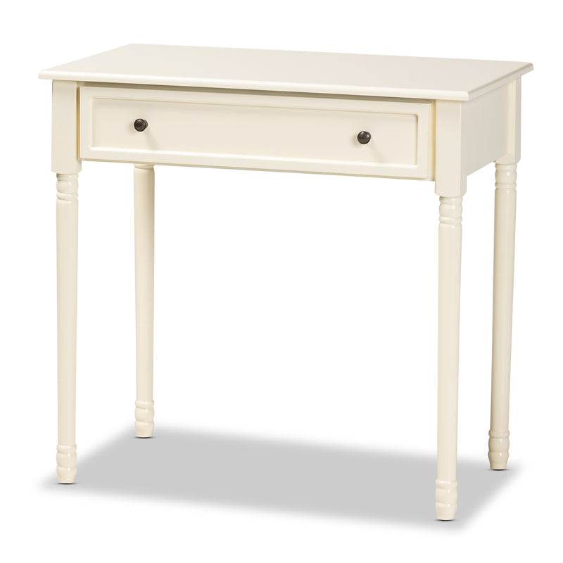 Mahler Classic Console Table White Finished Wood with 1 Drawer for Living Room or Entryway Storage