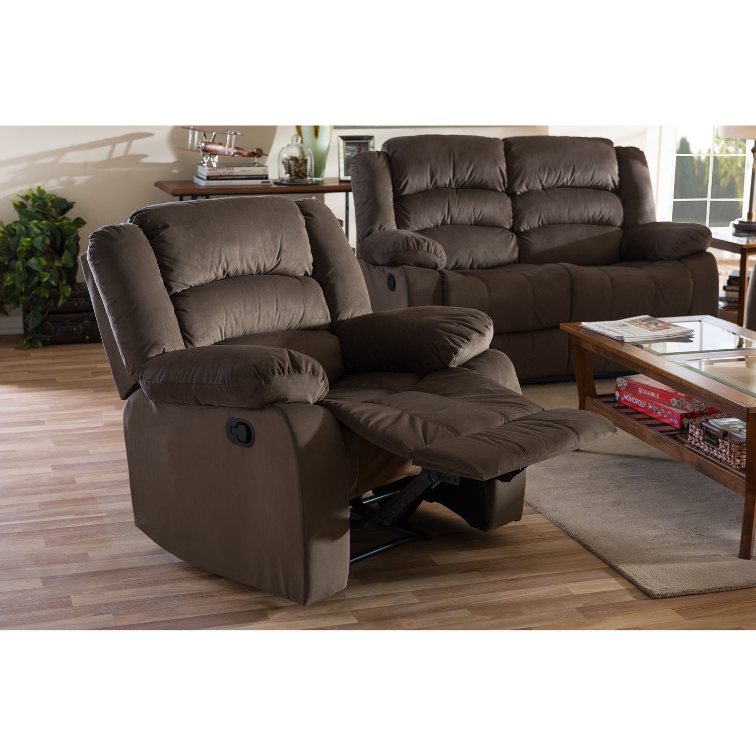 Hollace Modern Taupe Microsuede Recliner Chair - Stylish 1-Seater Lounge Chair for Living Room Comfort and Relaxation