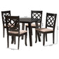 Lexi Dining Set Modern Beige Fabric and Dark Brown Finished Wood 5-Piece Dining Room Furniture for Stylish Home Decor