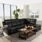 Roland Sectional Modern and Contemporary Black Faux Leather 2-Piece with Recliner and Storage Chaise