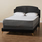 Oxley Queen Size Panel Bed in Glam Black Velvet with Gold Accents