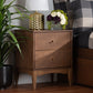 Landis Mid-Century Modern Nightstand Ash Walnut Finished Wood with 2 Drawers for Stylish Bedroom Storage