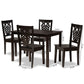 Luisa Dining Set Modern and Contemporary Transitional Dark Brown Finished Wood 5-Piece