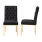 Caspera Dining Chair Set Contemporary Glam and Luxe Black Velvet Fabric and Gold Metal 2-Piece