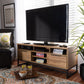 Reid TV Stand Modern Contemporary Industrial Design Oak Finished Wood Black Metal 2 Drawers for Storage