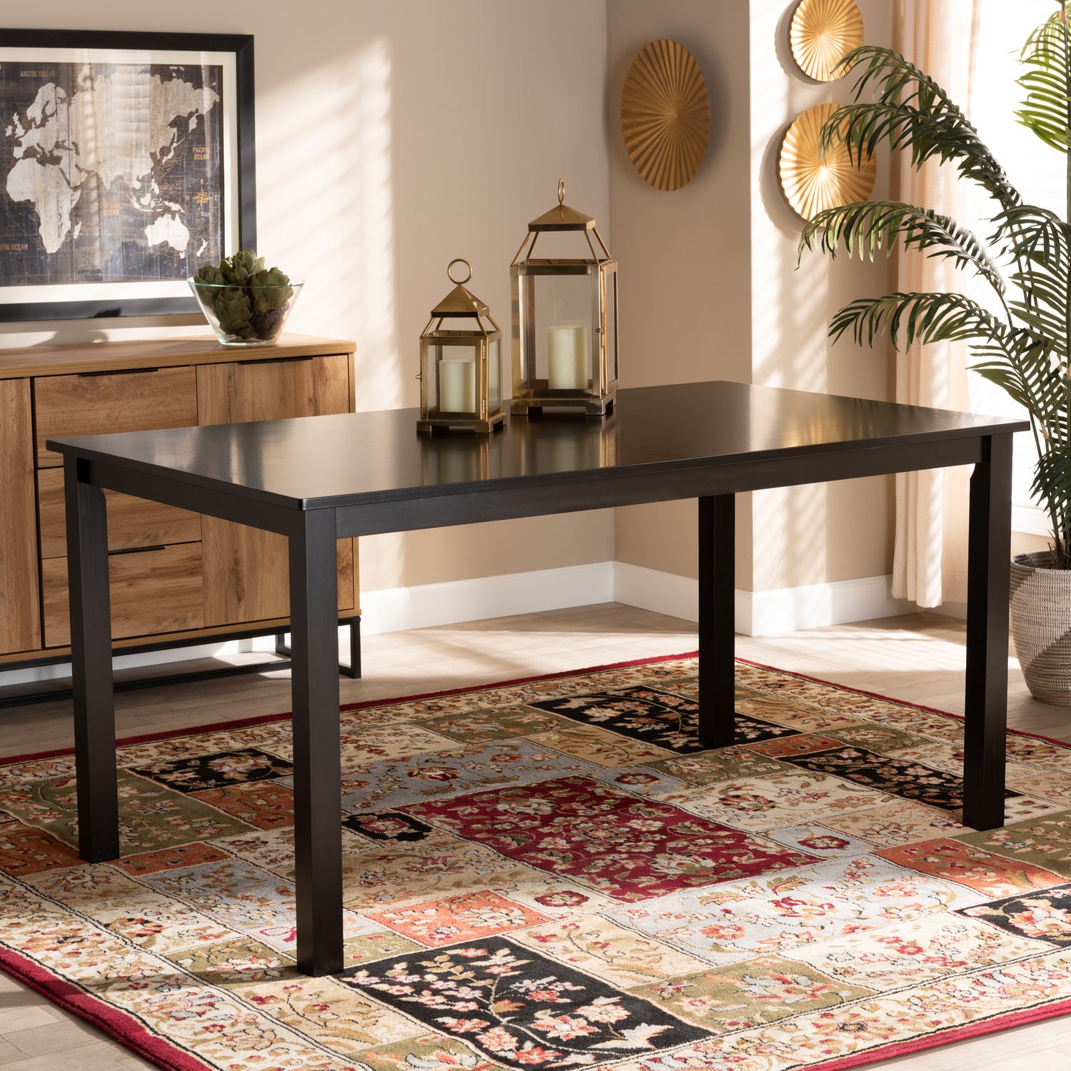 Eveline Dining Table Modern and Contemporary Espresso Brown Finished Rectangular Wood