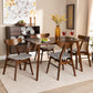 Lois Dining Set Mid-Century Modern Transitional Light Beige Fabric Upholstered Walnut Brown Finished Wood 5-Piece