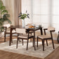 Althea Dining Set Mid-Century Modern 5-Piece Cream Fabric and Dark Brown Wood Collection for Stylish Dining Rooms