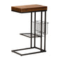 Jocelyn Modern Industrial C End Table Walnut Brown Wood Black Metal Frame Foldable Design for Space-Saving Convenience