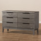 Nash Rustic Platinum Dresser 6-Drawer Wooden Storage Solution for Bedroom Organization and Style