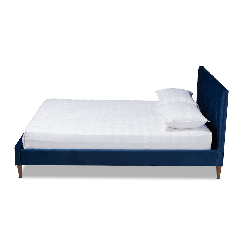 Frida Glam and Luxe Royal Blue Velvet Upholstered Bed