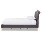 Fannie Queen Size Platform Bed in Dark Grey Polyester with Classic Modern Design