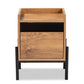 Tasman End Table - Modern Industrial Design with Natural Brown Wood and Black Metal Accents