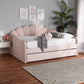 Timila Daybed - Modern and Contemporary Light Pink Velvet Fabric Upholstered with Trundle