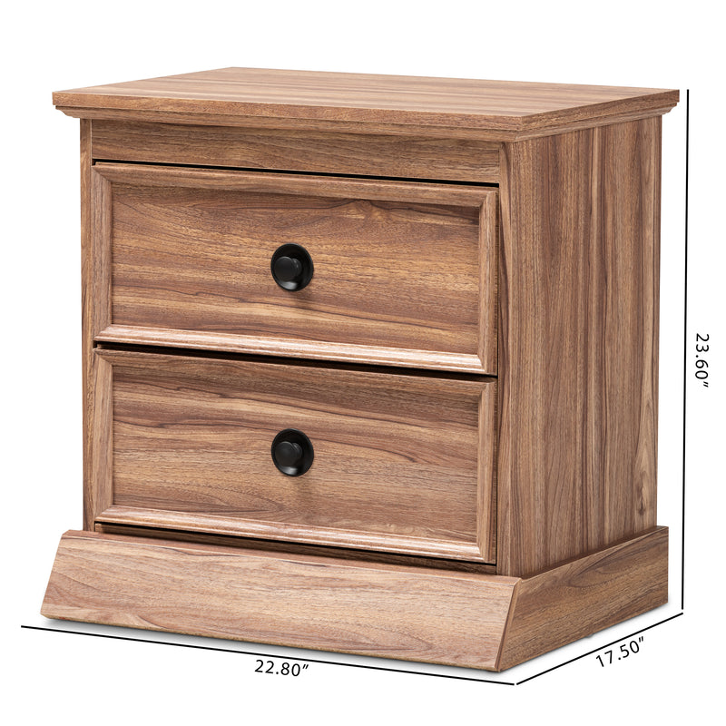 Ryker Nightstand Modern 2-Drawer Wood Design with Oak Finish for Bedroom Storage