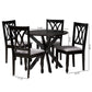 Maya Dining Set Modern Grey Fabric and Espresso Brown Finished Wood 5-Piece